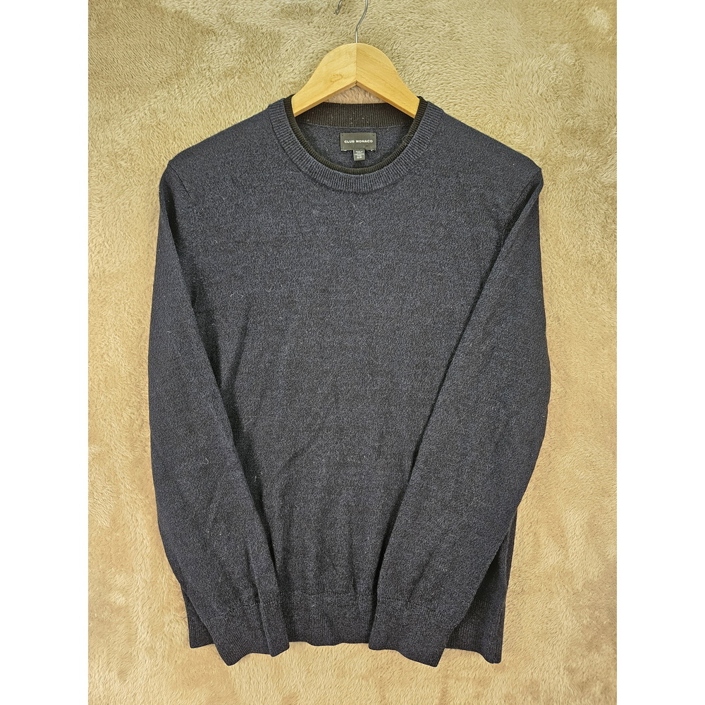 Club Monaco 100% Merino Wool Sweater Crewneck Knit Dark Blue Size S